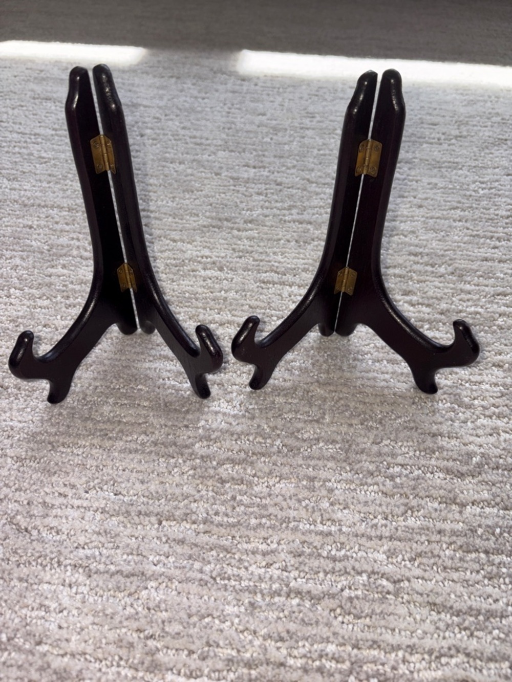 2 Folding Wood Display Picture Plate Easel Stand in Dark Brown 7”